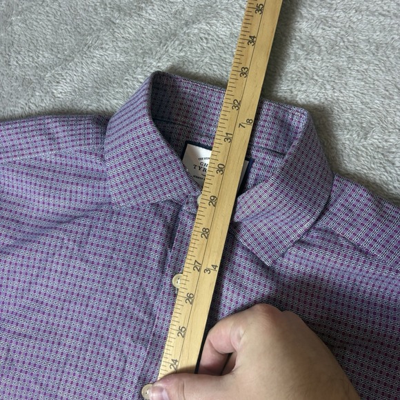Charles Tyrwhitt Dress Shirt Mens 16 38 Purple Geometric Extra Slim Fit Non Iron - Picture 5 of 7